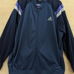 Adidas Basketball Mens Full Zip Athletic Jacket Blue 2XL Polyester Pockets